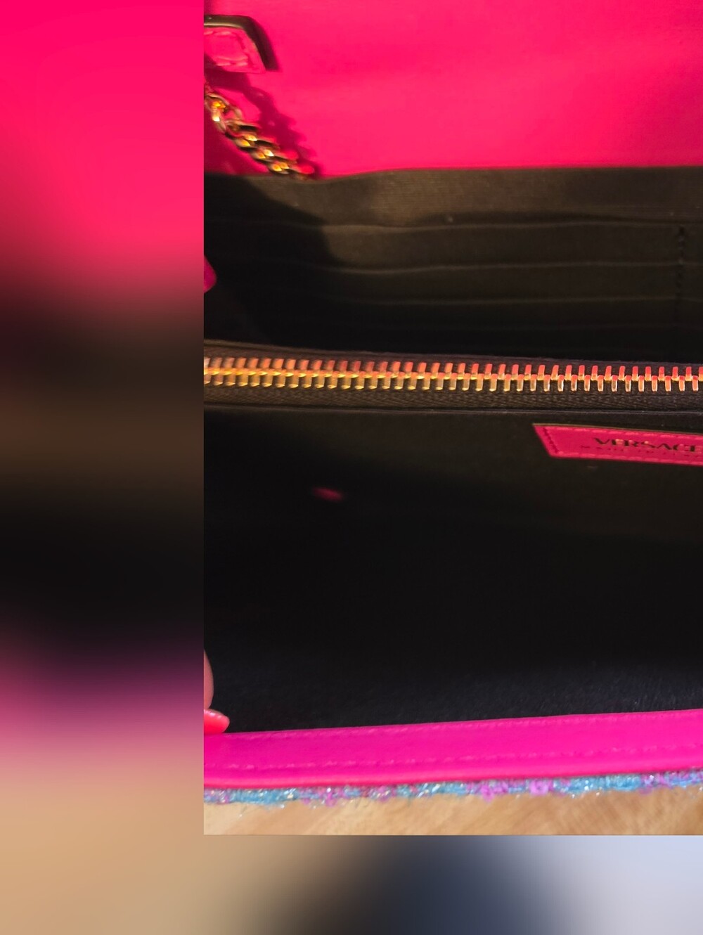 VERSACE NWOT STUNNING Pink & Blue Pouchette/Clutch - Picture 7 of 10